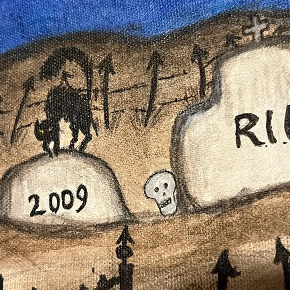 Original Art Painting 2009 Halloween Folk Art Hand Painted 16x20” Display Mural - Picture 11 of 16